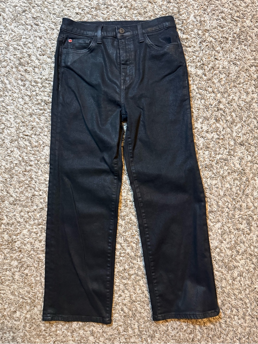 Hudson Noa High Rise Straight Crop Black Coated Jeans size 27 in "Stellar" wash